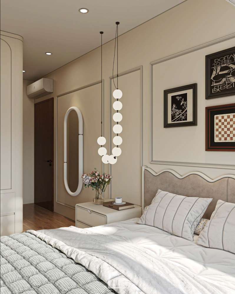 Thiết kế nội thất phòng ngủ Master phong cách Parisian mix Modern dự án The Prime Thái Nguyên
